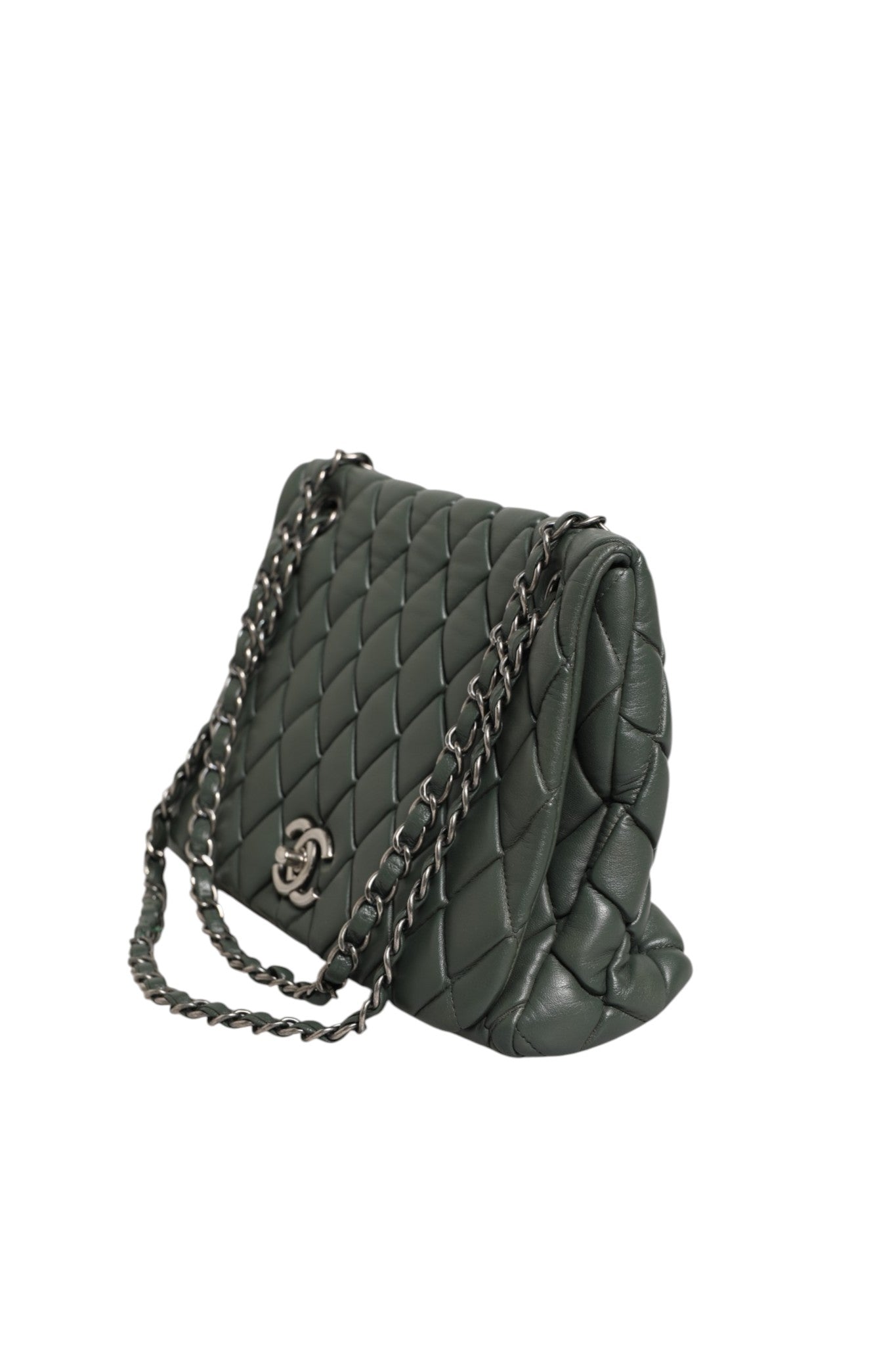 Chanel Quilted Lambskin Leather New Bubble Flap Women's Bag (Authentic Pre-Loved)