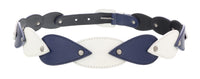 Miu Miu White Blue Teardrop Tile Applique Classic Ring Belt-