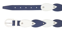 Miu Miu White Blue Teardrop Tile Applique Classic Ring Belt-