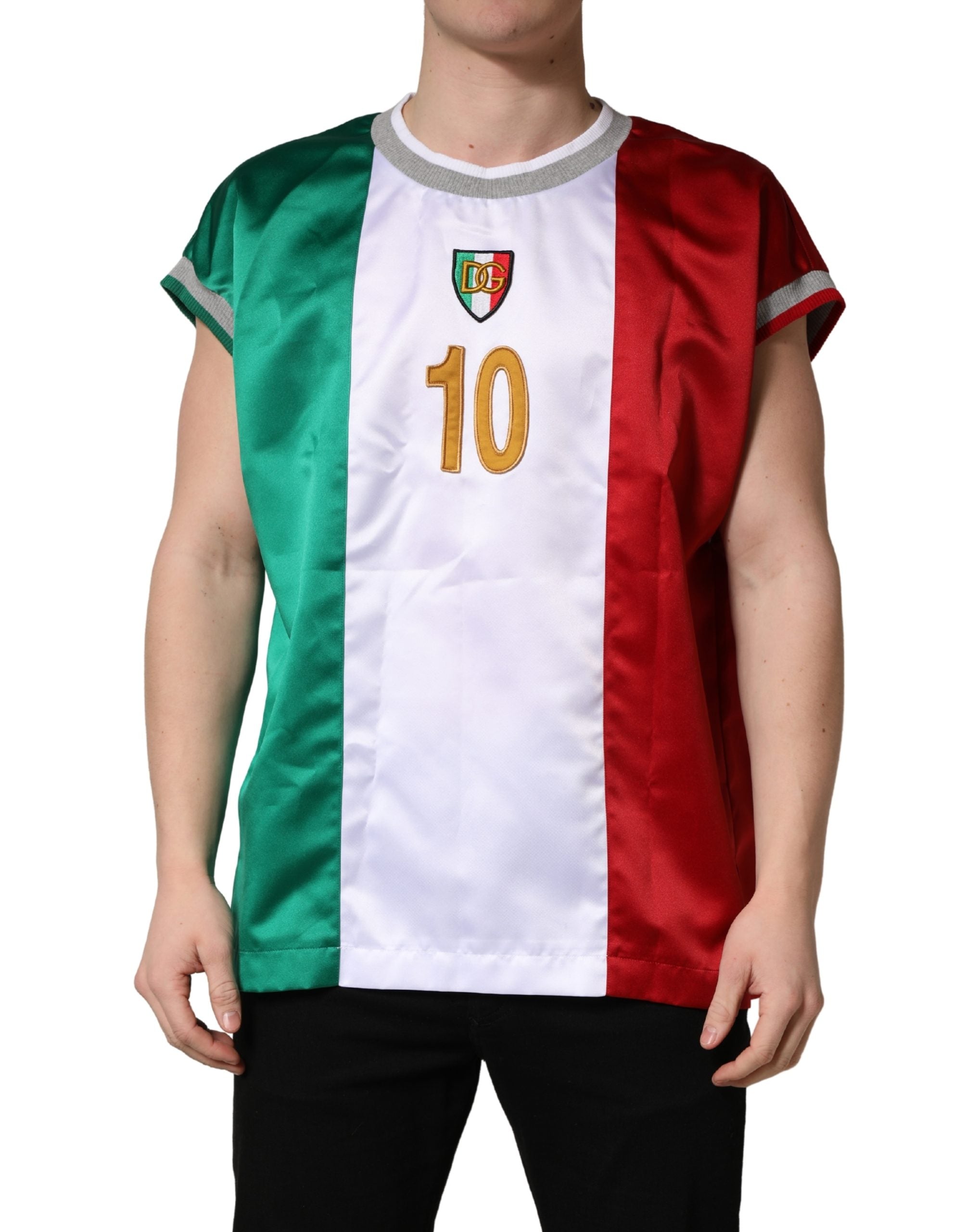 Dolce & Gabbana Multicolor Italian DG Logo Crew Neck Men's T-shirt (Pre-Loved)