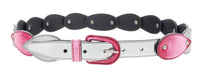 Miu Miu Silver/Pink Teardrop Tile Applique Classic Ring Belt-