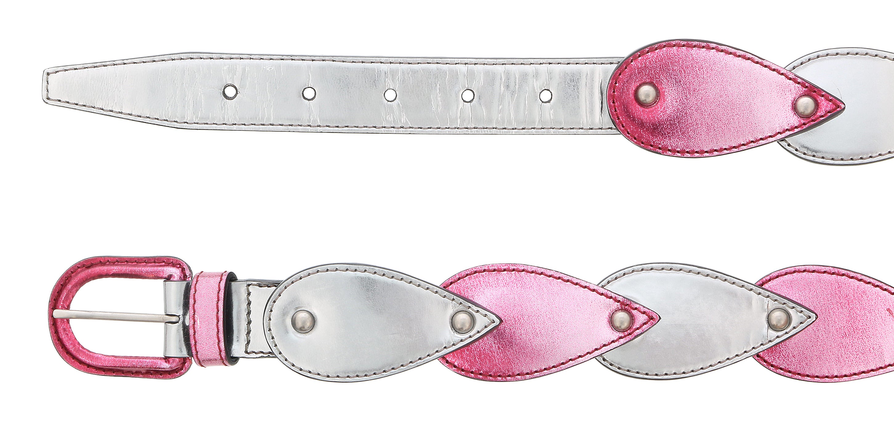 Miu Miu Silver/Pink Teardrop Tile Applique Classic Ring Belt-