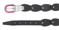 Miu Miu Silver/Pink Teardrop Tile Applique Classic Ring Belt-