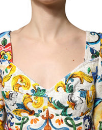 Dolce & Gabbana Dolce & Gabbana Multicolor Majolica Print Cotton Mini Women's Dress