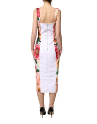 Dolce & Gabbana Multicolor Floral Print Viscose Sheath Women's Dress