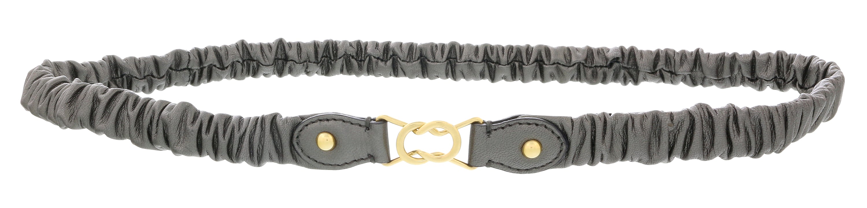 Miu Miu Dark Grey Narrow Elastocized Nappa Leather Belt-