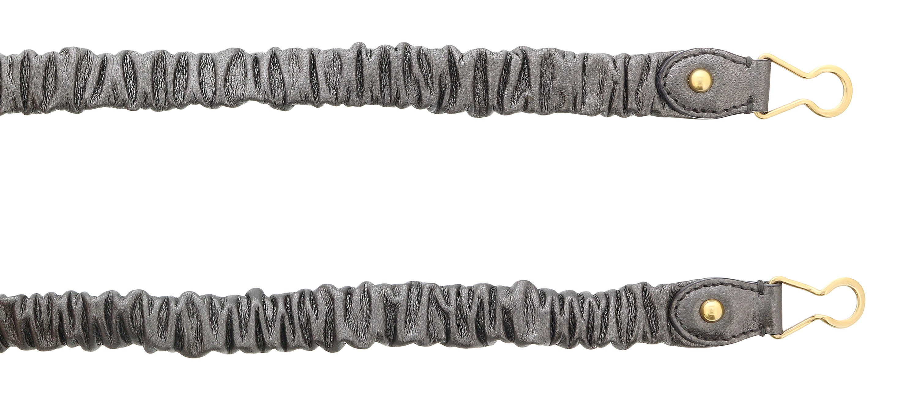 Miu Miu Dark Grey Narrow Elastocized Nappa Leather Belt-