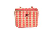 Chanel Raffia Jute Striped Mini Vanity Women's Case (Pre-Loved)