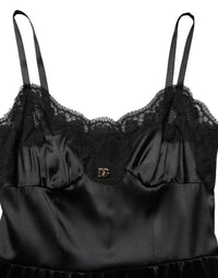 Dolce & Gabbana Black Silk Satin Lace Sleeveless Mini Women's Dress