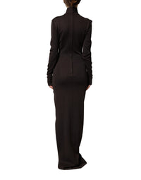 Dolce & Gabbana Dolce & Gabbana Brown Turtleneck Jersey Long Maxi Women's Dress