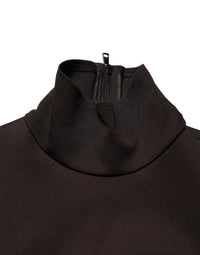 Dolce & Gabbana Dolce & Gabbana Brown Turtleneck Jersey Long Maxi Women's Dress