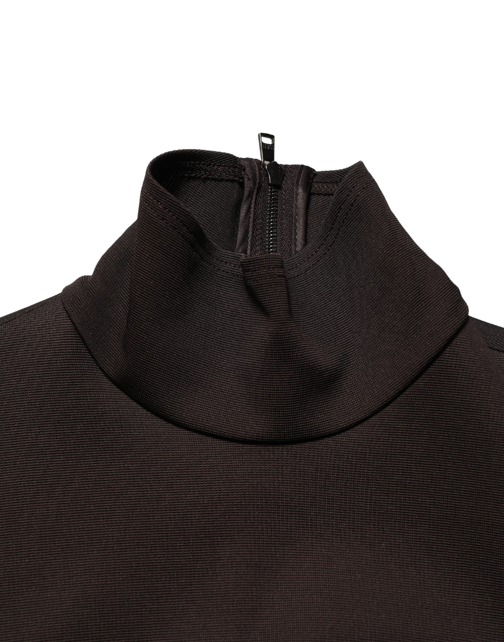 Dolce & Gabbana Dolce & Gabbana Brown Turtleneck Jersey Long Maxi Women's Dress