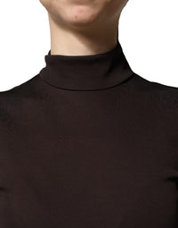 Dolce & Gabbana Dolce & Gabbana Brown Turtleneck Jersey Long Maxi Women's Dress