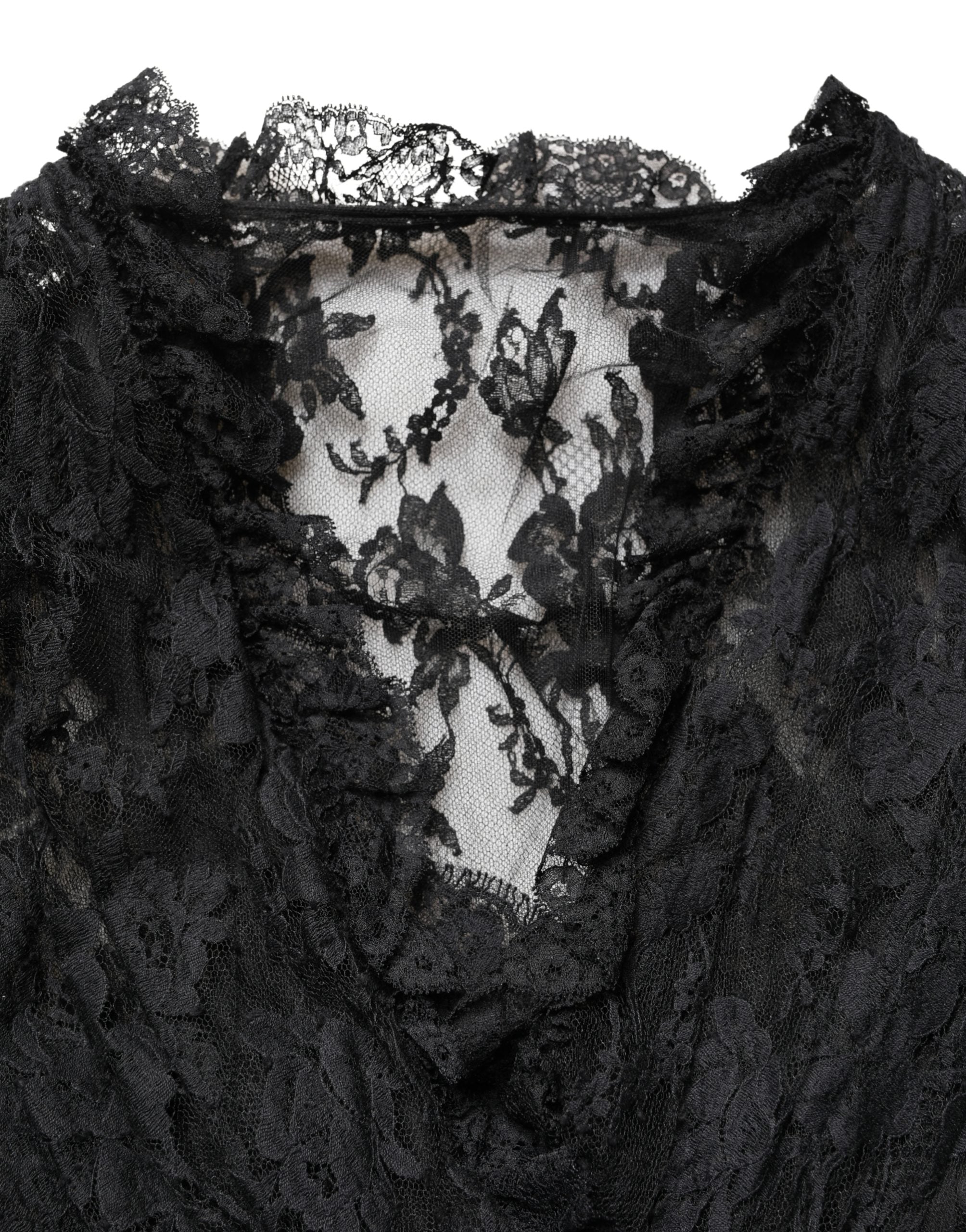 Dolce & Gabbana Black Lace A-line Long Evening Gown Women's Dress
