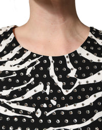 Dolce & Gabbana Black White Zebra Rhinestones Mini Women's Dress