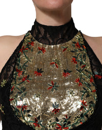 Dolce & Gabbana Black Sequin Embellished Sheath Mini Women's Dress