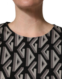 Dolce & Gabbana Black Logo Print Cotton Knee Length Women's Dress