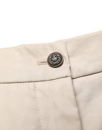 Dolce & Gabbana Beige Cotton Mid Waist Cropped Trouser Women's Pants