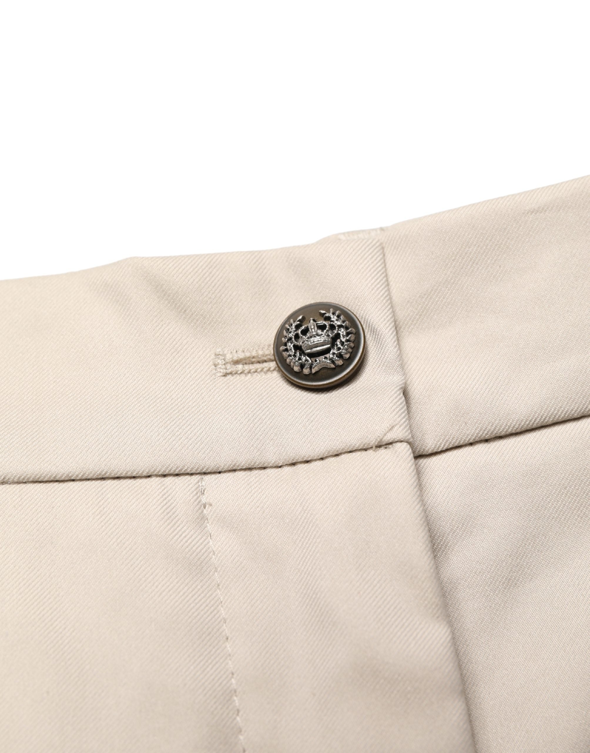 Dolce & Gabbana Beige Cotton Mid Waist Cropped Trouser Women's Pants