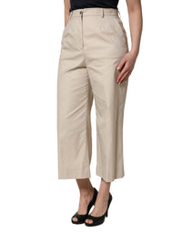 Dolce & Gabbana Beige Cotton Mid Waist Cropped Trouser Women's Pants