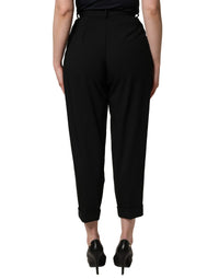 Dolce & Gabbana Black Wool High Waist Cropped Trouser Women's Pants