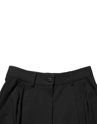 Dolce & Gabbana Black Wool High Waist Cropped Trouser Women's Pants
