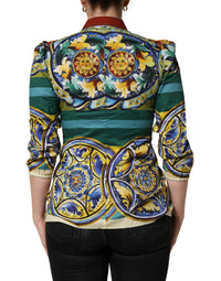 Dolce & Gabbana Multicolor Majolica Print Cotton Blouse Women's Top