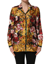Dolce & Gabbana Multicolor Floral Long Sleeves Button Down Shirt Women's Top