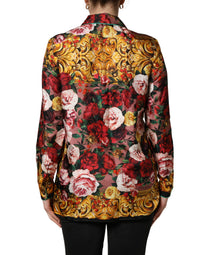 Dolce & Gabbana Multicolor Floral Long Sleeves Button Down Shirt Women's Top