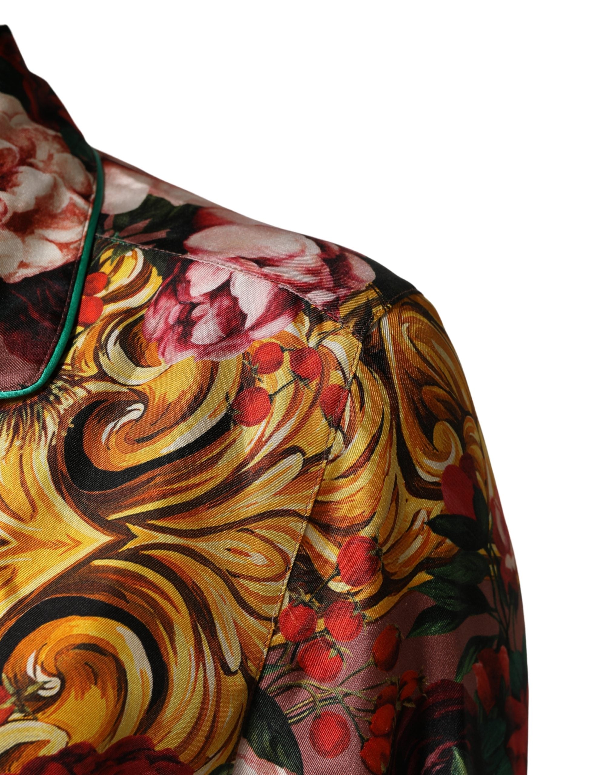 Dolce & Gabbana Multicolor Floral Long Sleeves Button Down Shirt Women's Top