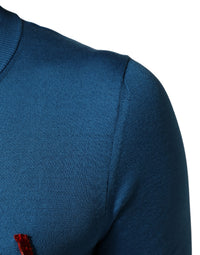 Dolce & Gabbana Blue Silk Sequined CrewNeck Pullover Women's Sweater
