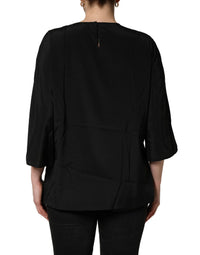Dolce & Gabbana Dolce & Gabbana Black #dgfamily Silk Blouse Women's Top