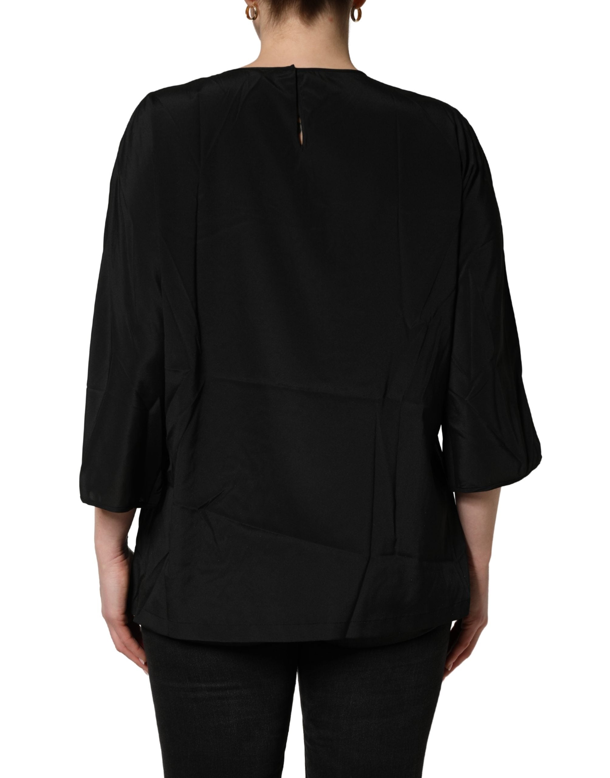 Dolce & Gabbana Dolce & Gabbana Black #dgfamily Silk Blouse Women's Top