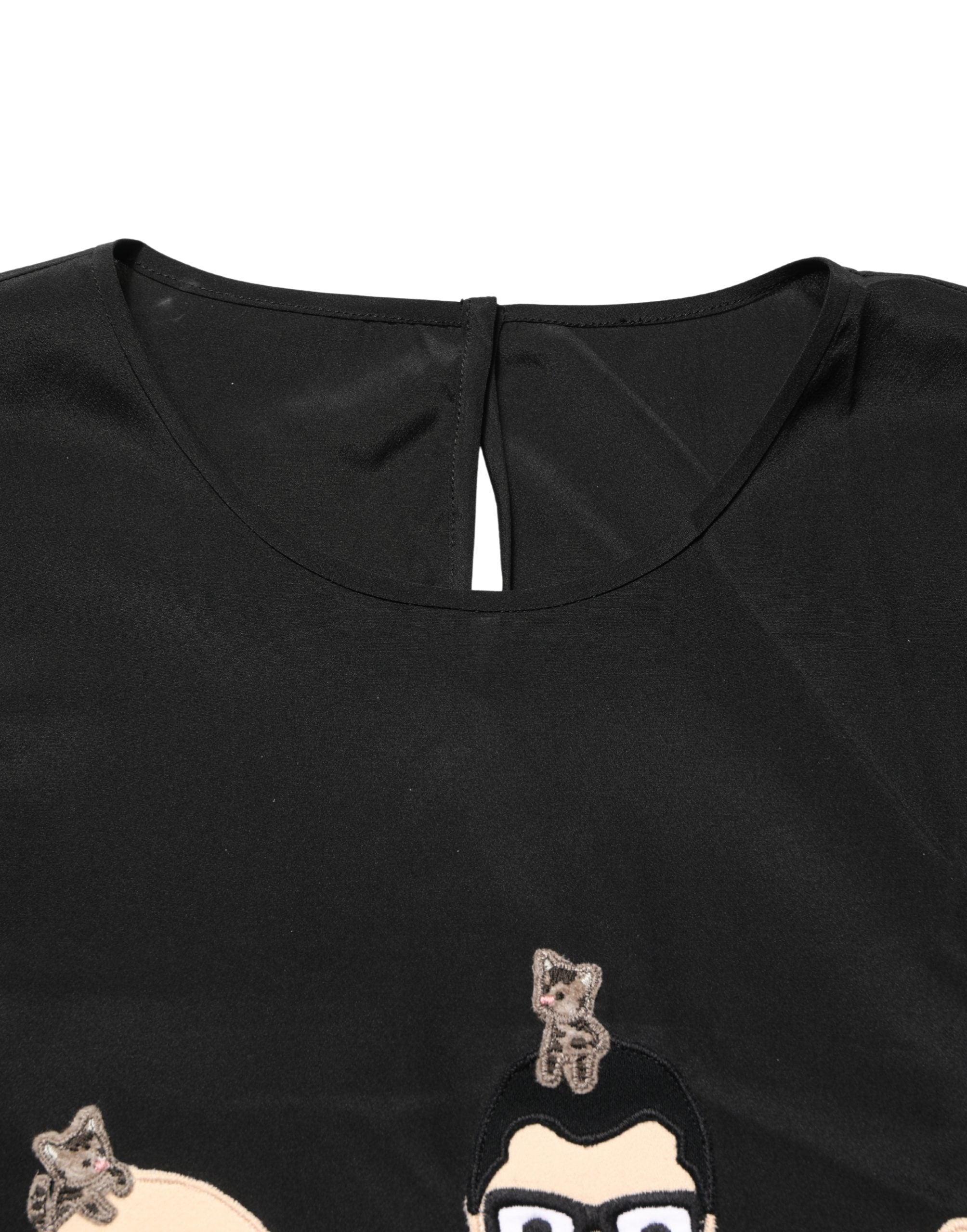 Dolce & Gabbana Dolce & Gabbana Black #dgfamily Silk Blouse Women's Top