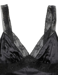 Dolce & Gabbana Black Silk Lace Trim Camisole V-neckline Tank Women's Top