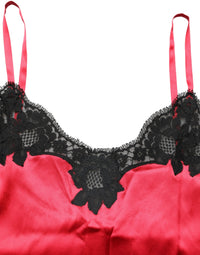 Dolce & Gabbana Red Silk Lace Trim Camisole Sleeveless Tank Women's Top