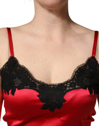 Dolce & Gabbana Red Silk Lace Trim Camisole Sleeveless Tank Women's Top