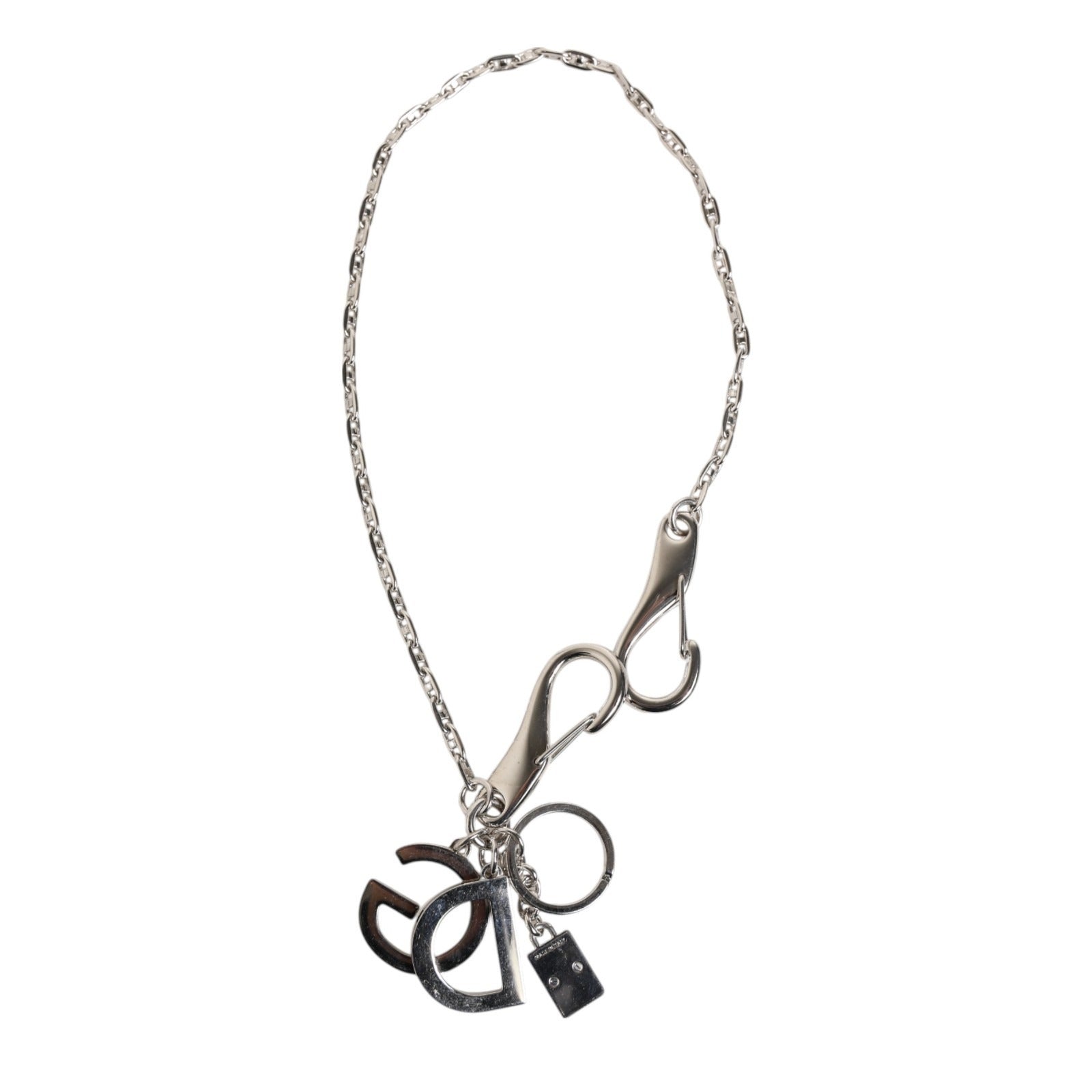 Dolce & Gabbana Dolce & Gabbana Silver Tone DG Logo Keychain Key Holder Bag Charm Women's Keyring