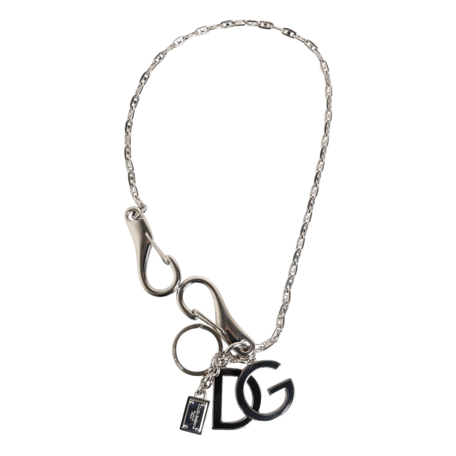 Dolce & Gabbana Dolce & Gabbana Silver Tone DG Logo Keychain Key Holder Bag Charm Women's Keyring