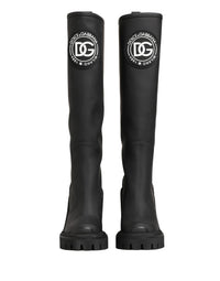 Dolce & Gabbana Black Rubberised Leather High Boots Women's Shoes