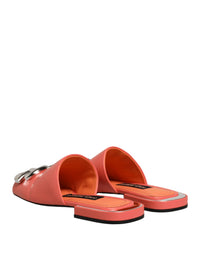 Dolce & Gabbana Dolce & Gabbana Orange DG Logo Leather Flats Sandals Women's Shoes