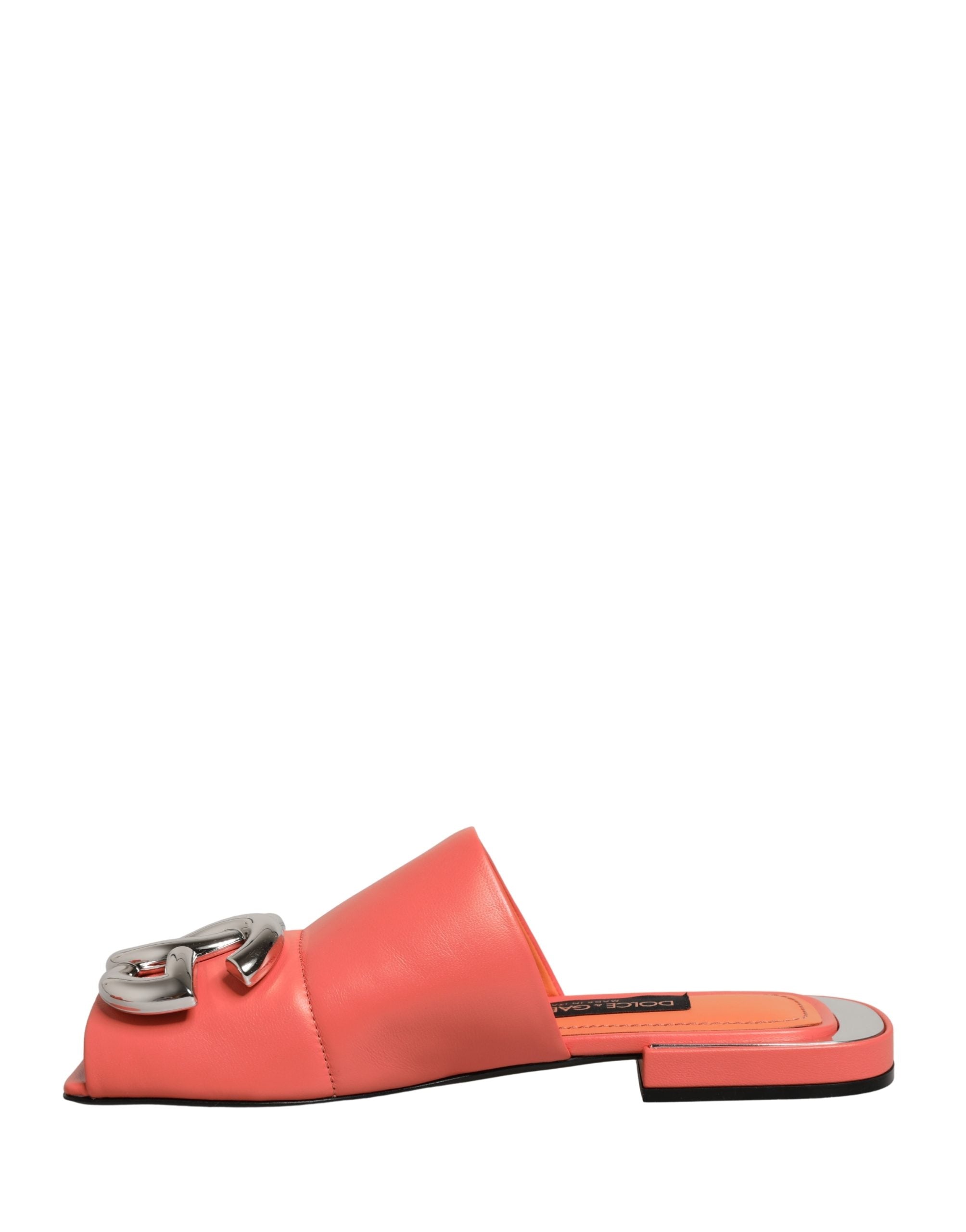 Dolce & Gabbana Dolce & Gabbana Orange DG Logo Leather Flats Sandals Women's Shoes