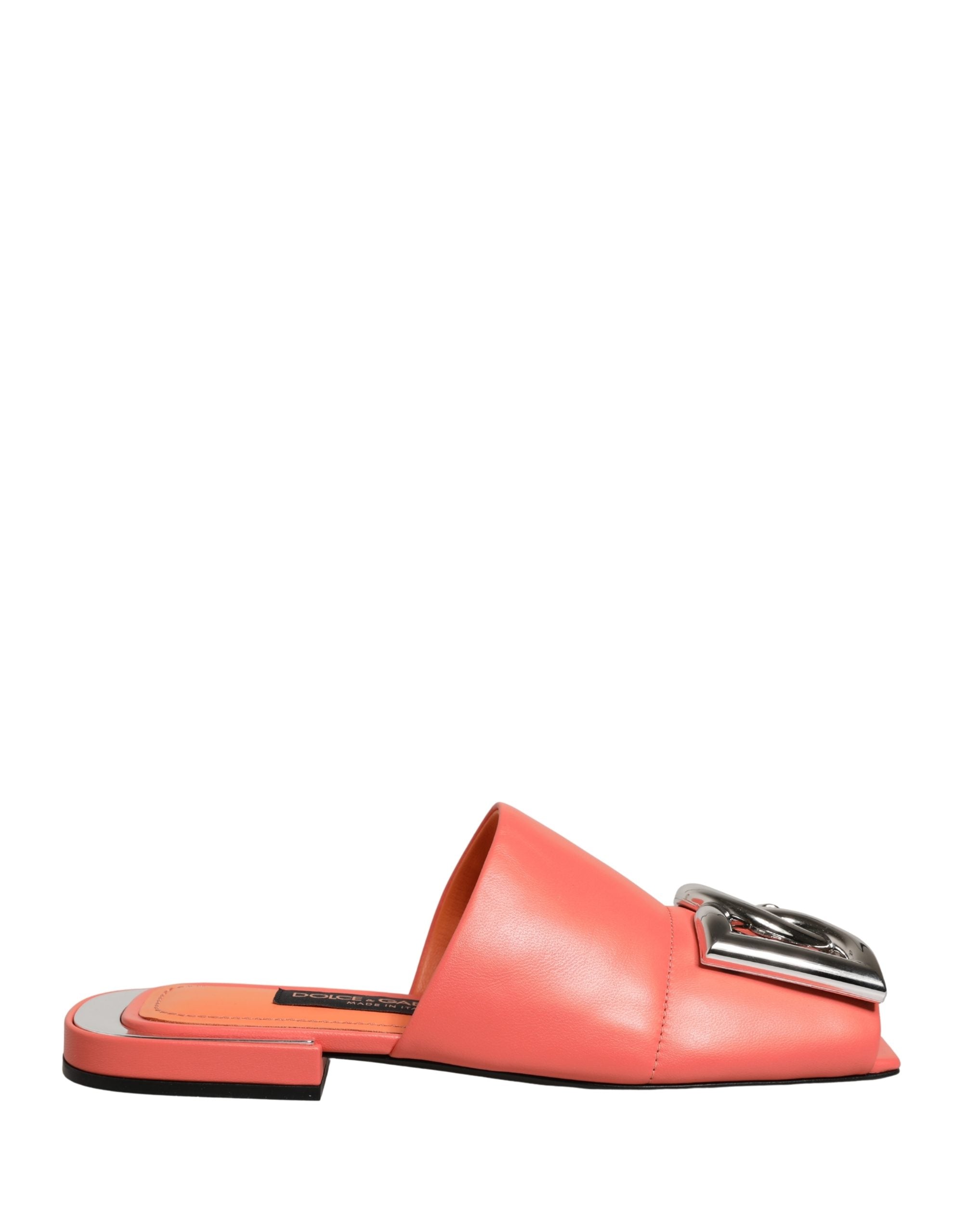 Dolce & Gabbana Dolce & Gabbana Orange DG Logo Leather Flats Sandals Women's Shoes