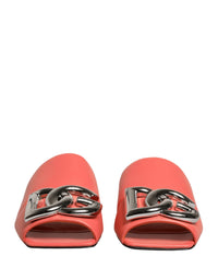 Dolce & Gabbana Dolce & Gabbana Orange DG Logo Leather Flats Sandals Women's Shoes