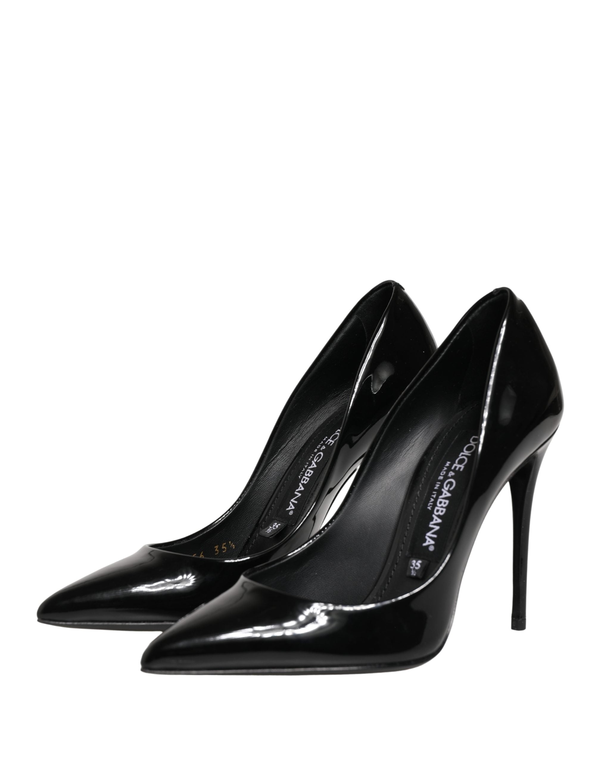 Dolce & Gabbana Dolce & Gabbana Black Calf Leather Stiletto Heels Pumps Women's Shoes