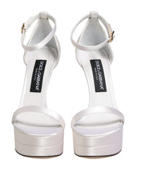 Dolce & Gabbana White Platform Ankle Strap Sandals Women's Shoes