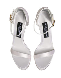 Dolce & Gabbana White Platform Ankle Strap Sandals Women's Shoes