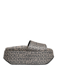 Dolce & Gabbana Dolce & Gabbana Gray Leather Monogram Logo Sandals Men's Shoes