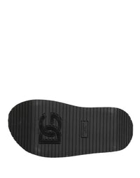 Dolce & Gabbana Dolce & Gabbana Gray Leather Monogram Logo Sandals Men's Shoes