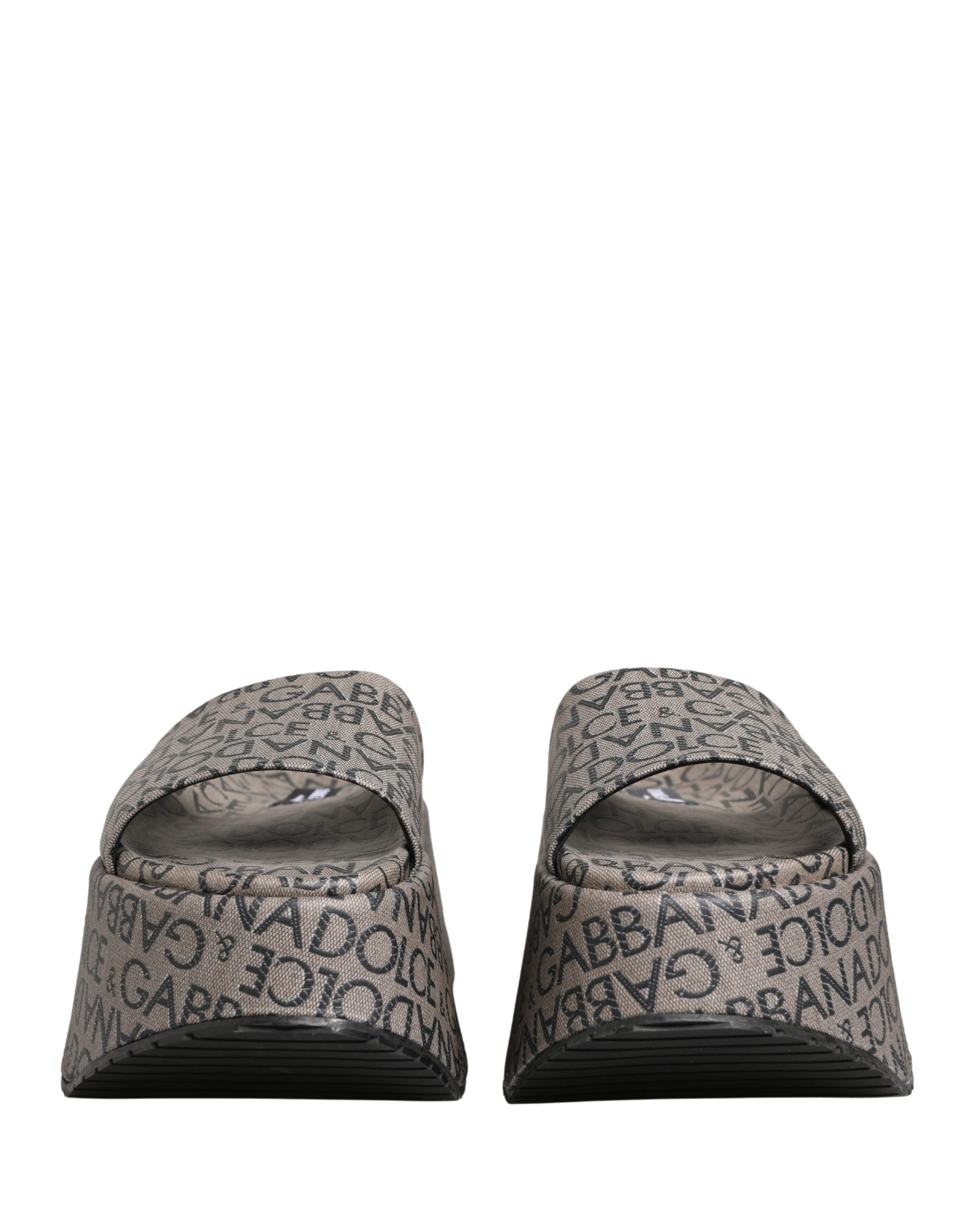 Dolce & Gabbana Dolce & Gabbana Gray Leather Monogram Logo Sandals Men's Shoes